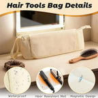Hot Hair Tools Travel Bag with Removable Heat Resistant Mat 2 in 1 Portable Hair Tool Organizer Bags for Hair Straighteners Curling Irons Hot Air Brushes Hair Dryer Women Travel Essentials (Ivory)