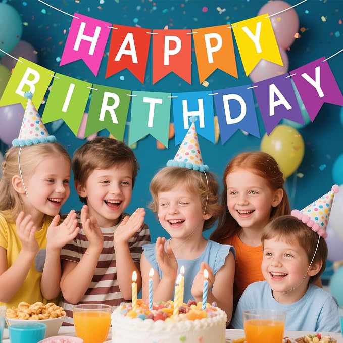 Happy Birthday Banner Sign, Birthday Garland Wall Door Hanging Banners Flag - Image 7