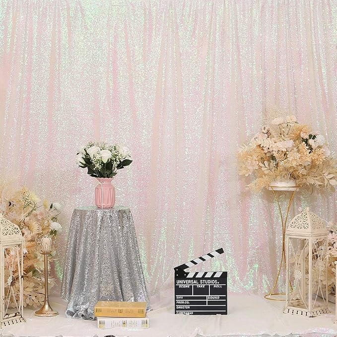 Eternal Beauty White Iridescent 3mm Sequin Backdrop 20x10 Ft - Image 3