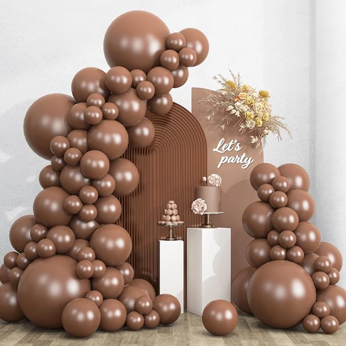 RUBFAC 135pcs Brown Balloons, Boho Coffee Latex Balloon Different Sizes 18 12 by RUBFAC