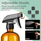 16oz Amber Glass Spray Bottles,1 Pack Glass Spray Bottles Refillable Empty Bottle with Adjustable Nozzle,Spray Bottle for Essential Oils,Cleaning,Pets,Hair Mister