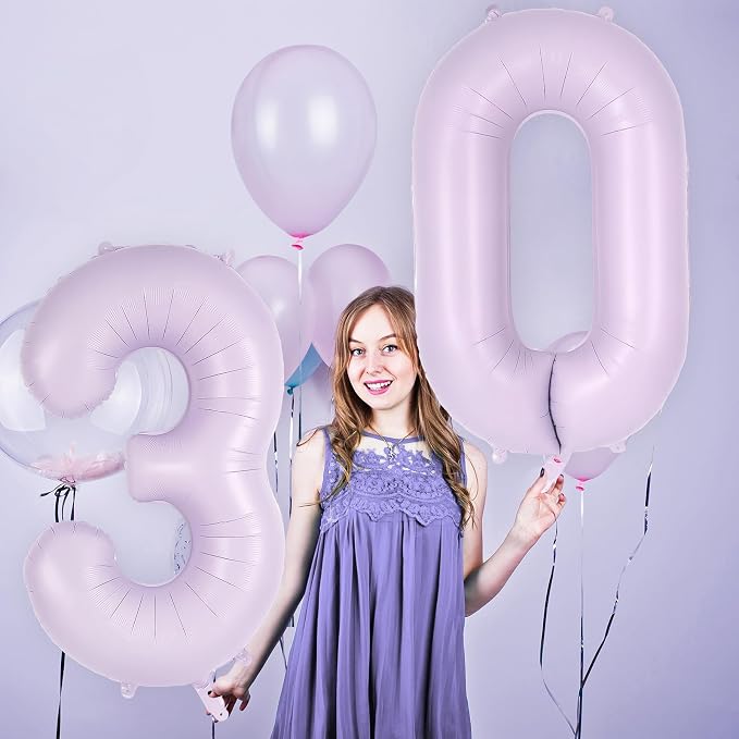 Light Purple Number 0 Balloon, 40 Inch Big Large Foil Helium Number Balloons - Image 5