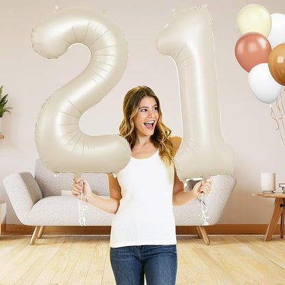 Biapian 40 Inch Cream Number 21 Balloon, 21st Birthday Balloons, Big Digital 21 - Image 5