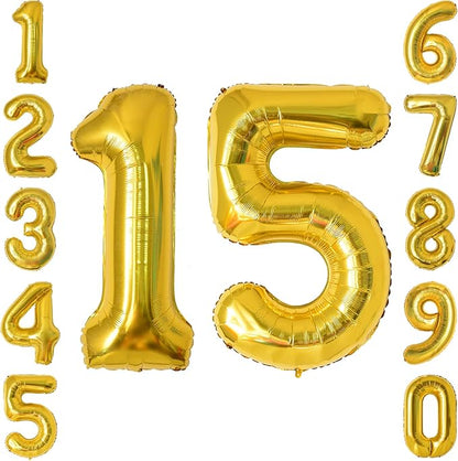 Gold Number 15 Balloon 40 Inch, Shiny Foil Decor by Unknown