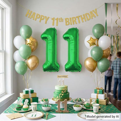Green Number 11 Balloon 40 Inch, Shiny Foil Duo of Your Special Celebration | - Image 7