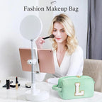 YOOLIFE Gifts for Friends - Personalized Best Friend Birthday Gifts for Women Her Friend Friendship, Sister Gifts from Sister, Personalized Monogram Initial Green Makeup Bag Cosmetic Toiletry Bag F