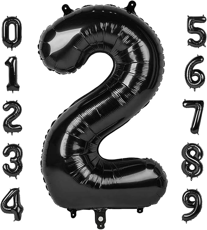Number Balloons 40 Inch Black Number 2 by Mluchee