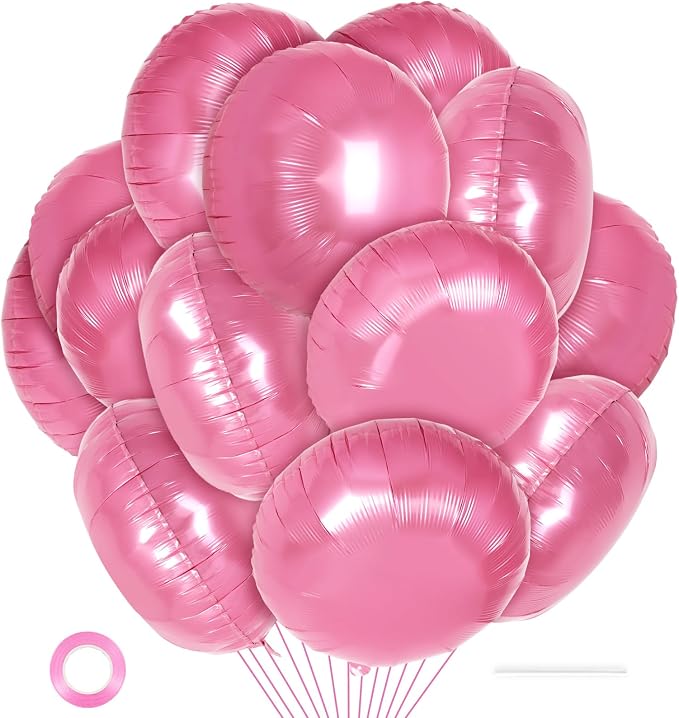 20 Pcs Pink Round Shaped Balloons, 18 Inch Round Foil Balloon, Giant Round by YOTHORN