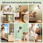 Hands Free Adjustable Hair Dryer Stand, 17-51in Height & 360° Swivel, for Countertop and Floor Use, Heavy-Duty Blow Dryer Holder with Hook, Fits Most Hair Dryers for Home, Vanity, Bathroom