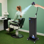 Standing Nano Mist Hair Steamer 1300W, Multifunctional Micro Mist Salon Hair Processor w/ 360°Swivel Wheels, 27oz 9-Gear Adjustable Salon Nanoscale Sprayer for Hair Deep Care(1300W Black)