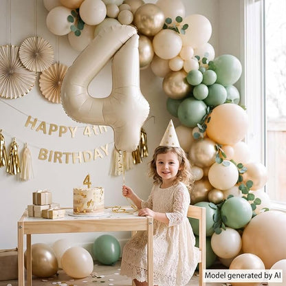 Cream Number 4 Balloon 40 Inch, Foil Numeral - Image 2