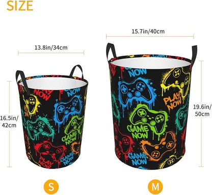 Colorful Silhouettes Game Joystick Laundry Hamper Bag - Image 4