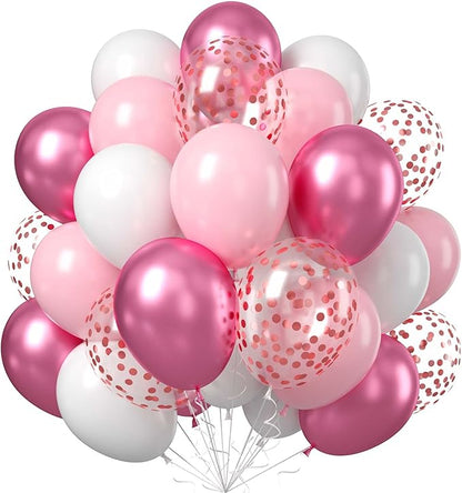 60PCS Pink and White Balloons, 12Inch Baby Light Pink White Party Balloon Set by Unknown