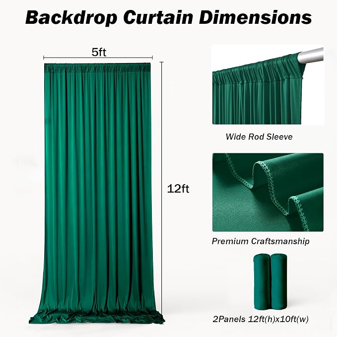 10ft×12ft Forest Green Backdrop Curtains - Image 8