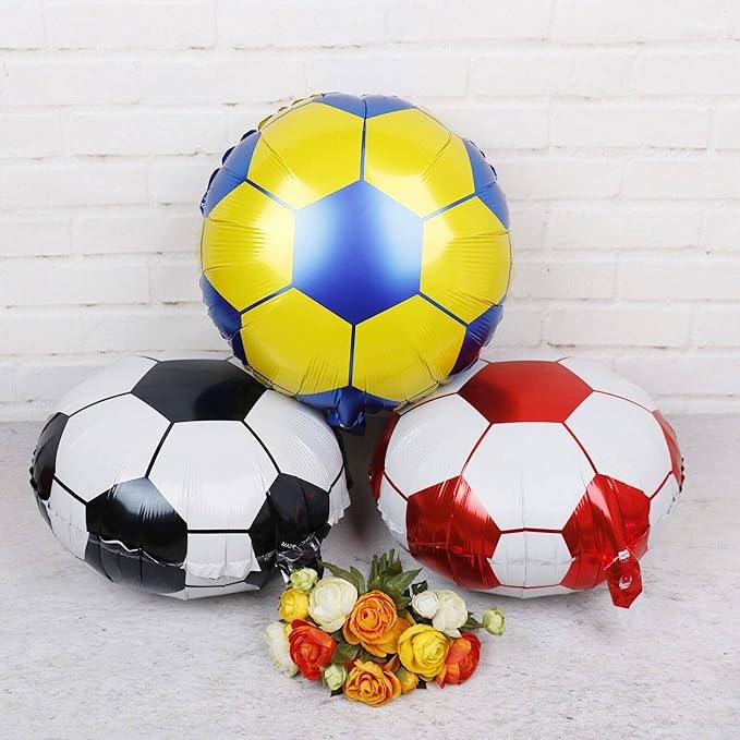 10 Pack 18 Inch Yellow Soccer Foil Balloons Football Helium Metallic Mylar - Image 6