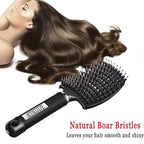 Detangling Brush Boar Bristles Set KTKUDY Hair Brush Curved and Vented Detangler Brush for Women Men Kids Wet and Dry Hair (Black&White)