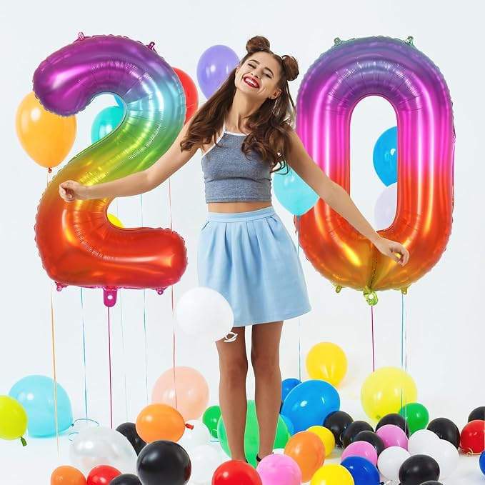 Rainbow Number 2 Balloon 40 Inch, Big Large Foil Number Balloons, Gradient - Image 5