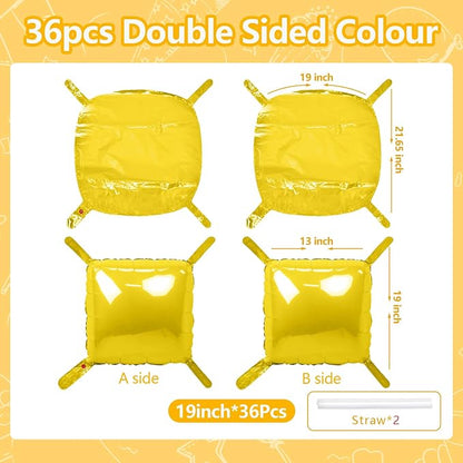 NISOCY 36PCS Pearl Yellow Square Foil Balloons Wall Backdrop | Double Sided - Image 2