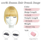 Clip in Bangs Real Human Hair Light Blonde French Bangs Fringe with Temples Thick Curtain Bangs Clip on Bangs Curved Fake Bangs Hairpieces for Women for Daily Wear