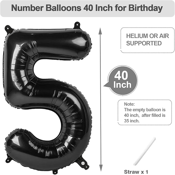 Number Balloons 40 Inch Black 4 Balloon - Image 5