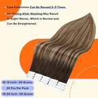 Full Shine Human Hair Extensions Tape in 16 Inch Seamless Tape Extensions Human Hair Color 2 Fading to 3 Brown and 27 Blonde Invisible Remy Extensions 20PCS Tape Ins Human Hair Extensions 50g