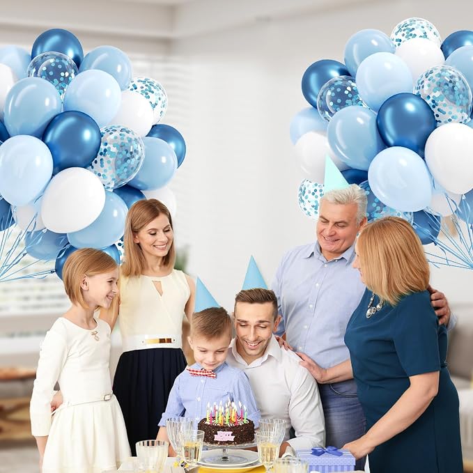 60pcs Blue and White Balloons 12inch - Image 6