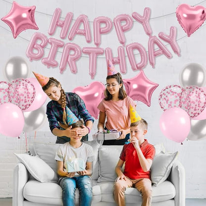 29PC Pastel Pink Happy Birthday Balloons Banner, 16 Inch Aluminum Letter Banner - Image 8