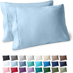 Bare Home Microfiber Pillow Cases - Standard/Queen Size Set of 2 - Cooling Pillowcases - Double Brushed - Light Blue Pillowcases 2 Pack - Easy Care (Standard Pillowcase Set of 2, Light Blue)