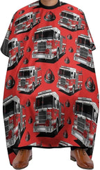 Full Coverage Hair Cutting Cape, Hairdressing Apron Cute Red Fire Trucks Print Hair Cutting Gown for Makeup Artist Beautician