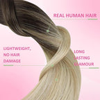 YoungSee Tape in Hair Extensions Real Human Hair Brown to Blonde Invisible Tape in Ombre Hair Extensions for Women Tape-ins Human Hair Extension Balayage Brown Ombre Blonde Easy to Put 16in 20pcs 50g