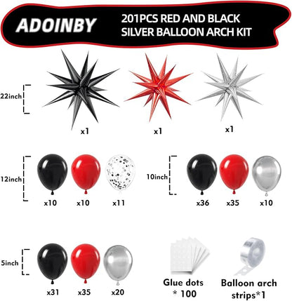 Red and Black Silver Balloon Arch Kit - Image 2