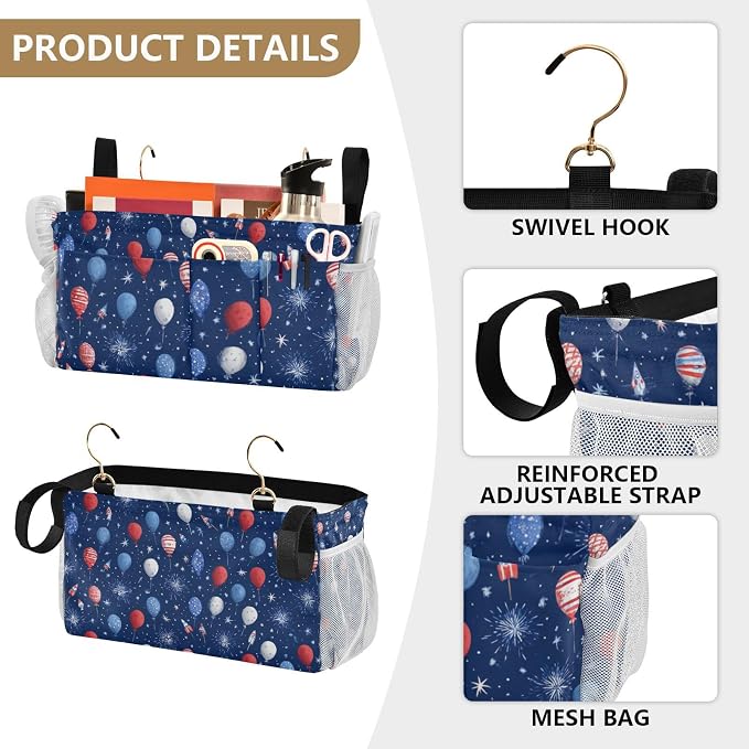 Bedside Caddy Hanging Bunk Bed Caddy Bed Organizer Hanging Pocket - Image 5