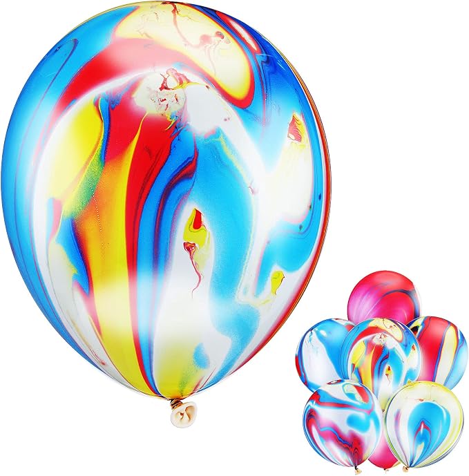 24 Pieces Tie Dye Agate Marble Balloons 12 Inches Tie Dye Swirl Latex Balloons by Sumind