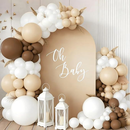 160Pcs Boho Brown White Nude Balloon Garland Arch Kit Dark Brown Nude Tan White - Image 5