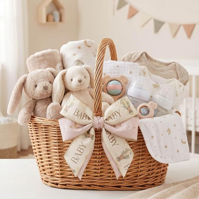 YKW 2.5 Inch Cream Sage Green Ribbon Wired Edge Teddy Bear Hot Air Balloon - Image 6