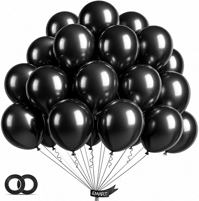 EMART Black Balloons 12 Inch 100pcs, Latex Balloons by EMART