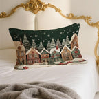 Xmas Colorful Snowy Houses Satin Pillowcase with Zipper for Hair and Skin Red Floral 1 Pack Soft Silk Pillow Case Standard Size Wrinkle-Free Smooth and Cooling Satin Pillow Cover 20”x26”
