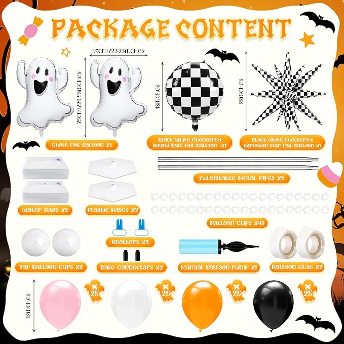 Kasyat 2 Sets Pink and Orange Halloween Balloon Arch Kit - Image 2