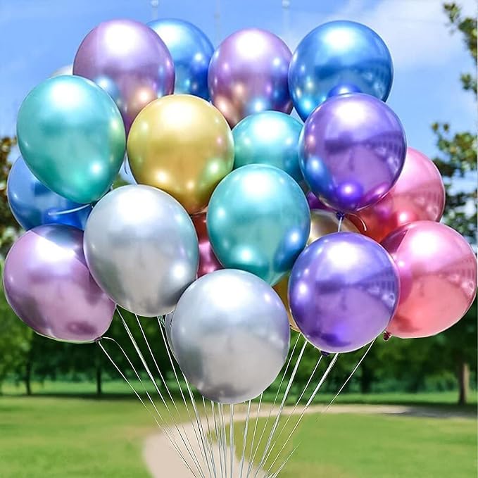 Patimate Metallic Colorful Chrome Latex Party Balloons 100 Pack 12 Inch | - Image 6