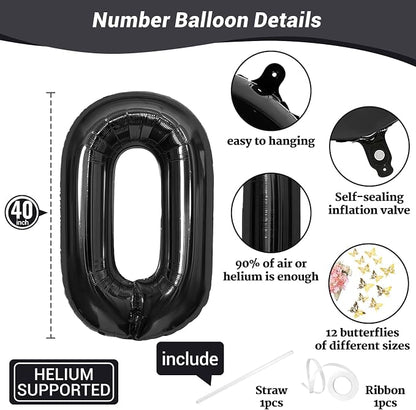 40 Inch Black Number 0 Balloon - Image 2