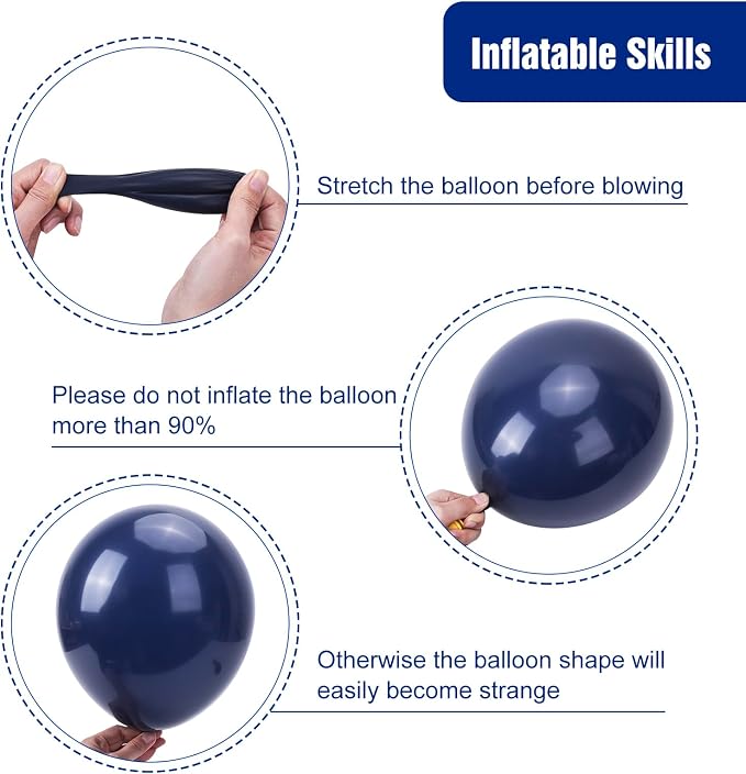 RUBFAC Navy Blue Balloons 129pcs Different Sizes Balloon Arch Kit | Pack of 18 - Image 3