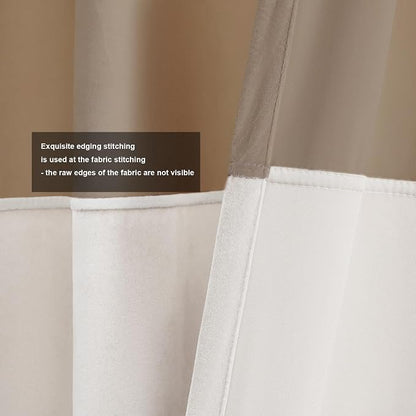 BULBUL Luxury Two Tone Velvet Curtains 120 inch- Cream Ivory Champagne | Modern - Image 3