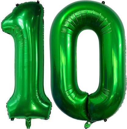 Number 10 Dark Green Balloons 40 Inch Giant Green 10 Numer Foil Helium Balloons by LHOAVWE