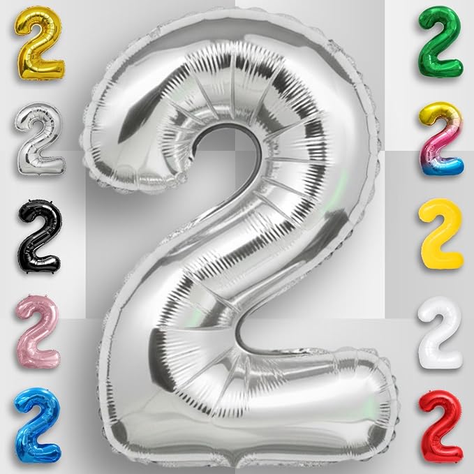 Silver Number Balloon 2 Mylar Foil Balloons 32 inch - Image 6