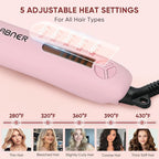 ABNER Rotating Curling Iron Set, Automatic Curling Wand for Long Hair, Easy to Use Hair Curler Get Effortless Beach Waves, 3 Sizes Ceramic Barrel 0.75" 1" 1.25" to 430°F with Home Button, Dual Voltage