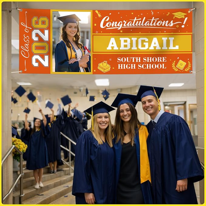 Custom Vinyl Banner Personalized Grad Backdrop, 4 Size | Graduation Decorations - Image 5