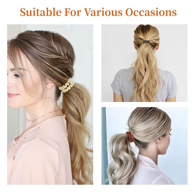 Coil Hair Ties for Thick Ponytail Holder Women No Crease Hair Ties Phone Cord Hairties with Plastic Spiral(Colourful Style 2)