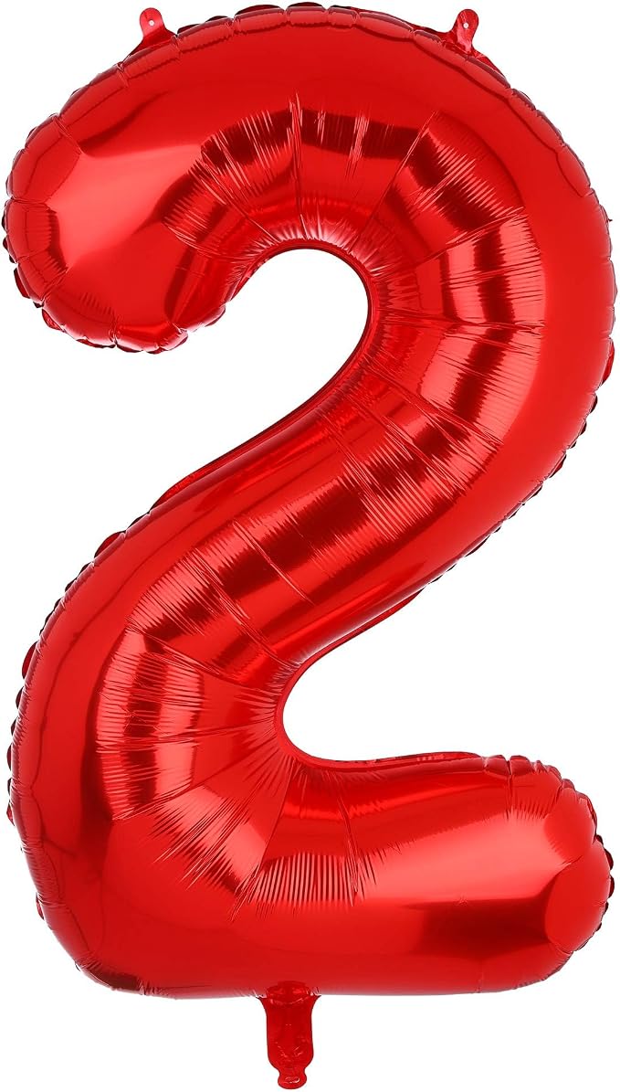 40 Inch 2 Red Number Balloons Mylar Foil Balloons 2nd Birthday Party Decor | by GGDE