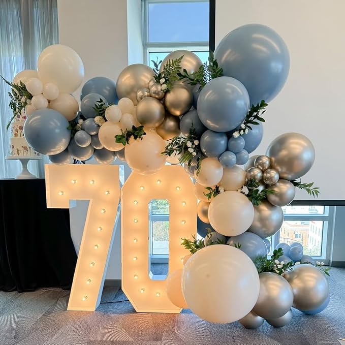 Dusty Blue and Gold Party Balloons - Image 5