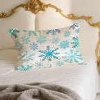 1 Pack Satin Pillowcase for Hair and Skin Blue and Turquoise Snowflakes Imitation Silk Pillowcase with Hidden Zipper Soft Breathable Pillow Cover Standard Size for Bedroom Sofa 20”x26”